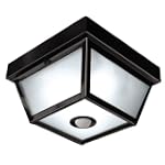 Heath/Zenith SL-4305-WK Motion-Activated 5-Sided Brass Porch Light with Frosted Glass, Black