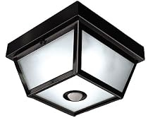Heath Zenith SL-4305-BK Motion-Activated 5-Sided Porch Light, Black Brass with Frosted Glass