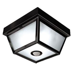 Heath Zenith SL-4305-BK Motion-Activated 5-Sided Porch Light, Black Brass with...