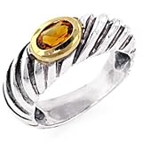 Sterling Silver /18K Cable Citrine Ring