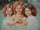 12X16 inch Figure Canvas Art Young Sisters Portrait