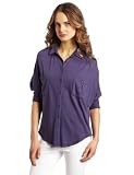 Bobi Women's Dolman Button Front Pocket Blouse