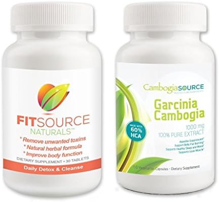 2 Bottle Combo Pack - Garcinia Cambogia (60% HCA) &amp; Daily Detox/Cleanse - 30 day supply