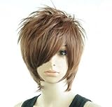 耐熱カツラ 男女兼用ふんわりウイッグ ホスト風かつら.茶髪 ヘアーネット付 7171