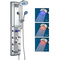 Akdy Aluminum Shower Panel AzV5333d Rain Style Massage System with 3 Colors LED Handheld Shower