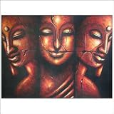CraftNetwork - Bali Art - Three Ancient Buddha Heads Painting