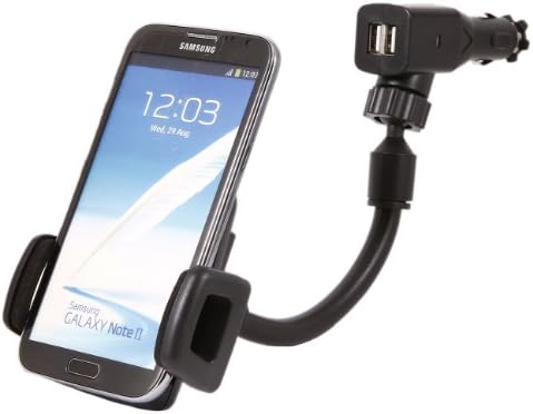 iTALKonline Universal 360 Degrees Rotating GooseNeck Car Mount Suction Holder with 2.1A Dual USB Ports for HTC Vivid