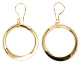 14k Yellow Gold Curved Circle Dangle Earrings
