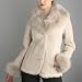 BGSD Women's Button Front Shearling Coat with Fox Fur Trim image 1
