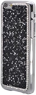 VWTECH Hard PC & Metal Diamond Rhinestone Crystal Sparkle Bling Snap On Case Cover for iPhone 6 6S 4.7" (Black)