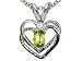 0.27 cts Genuine Peridot and Diamond Heart Pendant - 14kt White or Yellow Gold