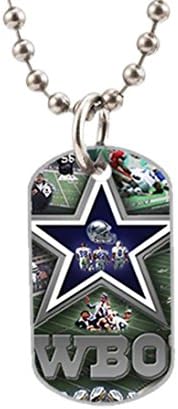 NFL Dallas Cowboys Logo Fashion Aluminum Dog Tag Pet Tag Id Necklace Pendant Chain