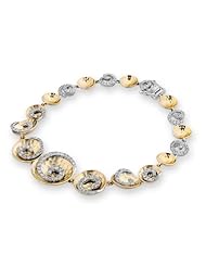 (X1000Diamond) 18K/750 Yellow & White Gold Sea Shell Shaped with Hammer Effect Diamond Linked Bracelet 6.5" + 1" (1.21ct, G-H Color, VS2-SI1 Clarity)