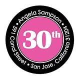 30th Birthday Pink And Black Round Stickers