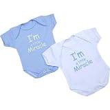 from Niccolas B Premature Early Baby Clothes Pack of 2 Bodysuits / Vests 1.5 - 7.5lb Im a Little Miracle Pink or Blue