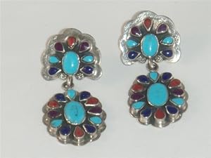 Multi Stone Sterling Silver Post Earrings - ER-0098