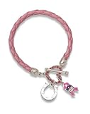 Logoart Indianapolis Colts Breast Cancer Awareness Pink Rope Bracelet