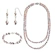 Lavender Double Strand Silver Twist Cultured Pearl Necklace Bracelet Earrings Set