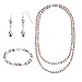 Lavender Double Strand Silver Twist Cultured Pearl Necklace Bracelet Earrings Set