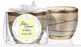 Baby Keepsake: Blue Diamond Design Personalized Elegant Scented Pottery Votive Candle (Set of 24)