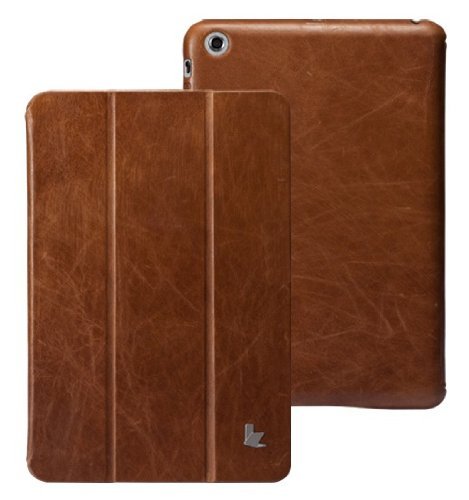 Jisoncase Vintage Genuine Leather Smart Cover Case for iPad mini JS-IM-001A-Brown