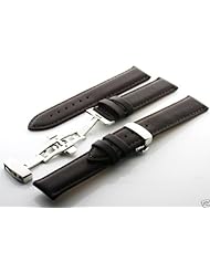 18mm Calf Leather Deployment Strap for Tissot Dark Brown #7