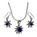 Pendant and Earrings Set Silver Lapiz Gemstone Jewelry