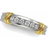 Platinum and 18K Yellow Gold Diamond Wedding Band Duo - Lady's Ring - 0.24 Ct.
