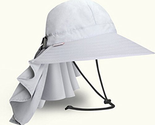 OCTCHOCO Outdoor Sun Neck Shade Hat Wide Brim Anti-uv Sun Protection Neck Protection Caps for Garden Fishing Hiking for Women (LIGHT GRAY)
