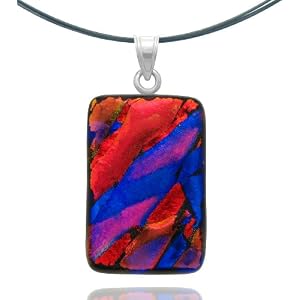 Sterling Silver Dichroic Glass Red And