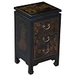 EXP Handmade Oriental Furniture - 28" Antique Style Black Leather Three-Drawer End Table
