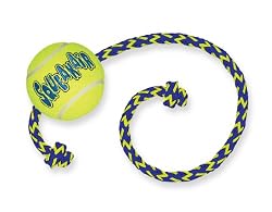 KONG Squeakair Tennis Ball with Rope Dog Toy, Medium, Yellow