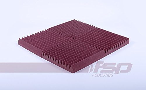 12x12x2 | 12 Teeth | (12 Pack) Burgundy Acoustic Wave Sound Proofing/Treating Studio Foam Tiles