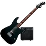 Starcaster by Fender 1 Humbucker Strat Electric Guitar Starter Pack (Black)