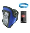 Blue Armband for Microsoft Zune HD with Armband Armlength of 14.6 Inch + Screen Protector + Wristband