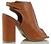 Wild Diva Women's Darlyn 01 Peep Toe Faux Leather Slingback Chunky Block Heel Ankle Boot