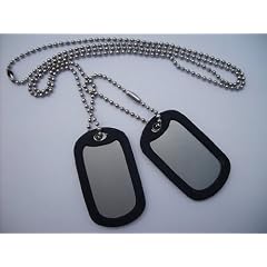 MILIT�RISCHE ERKENNUNGSMARKEN - Satz mit 2 Erkennungsmarken im Armeestil mit Kugelkette & Schalld�mpfern (ohne Personalisierung)