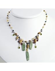 Sterling Silver 16 Inch Citrine/Amethyst/Peridot/Kyanite/Jasper Necklace