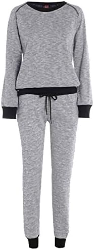 Grey XL-10 - GG Women's Daya Melange Sweat Stripe Ladies TrackSuit