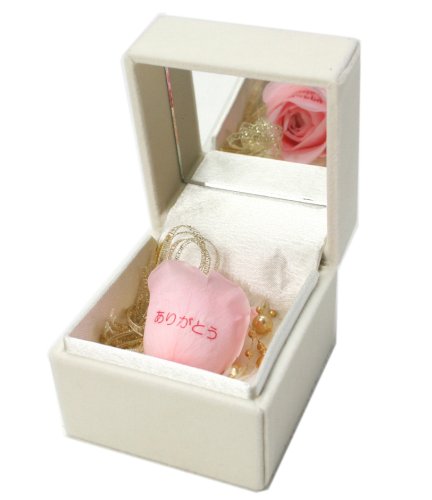 メッセージローズ (Preserved Rose) ローズホワイトミラーボックス Small~ローズパンドラボックス~ピンク 【ありがとう】 22279