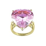 10k Gold Overlay Sterling Silver Heart-Shaped Pink Cubic Zirconia Ring