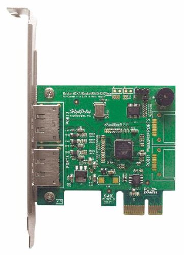 HighPoint RocketRAID 622 2 eSATA Port PCI-Express 2.0 x1 SATA 6Gb/s RAID Controller,Clear