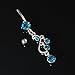 ZGY Fashion Stainless Steel S-shape Vine Gem Blue Crystal Dangle Belly Button Navel Ring Bar Barbell Body Piercing Jewelry