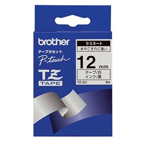 TZ231 TZ231 12mm Gloss Black On White Tape [Office Product]