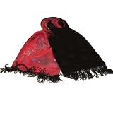 Pink & Grey Painted Silk & Velvet Reversible Scarf