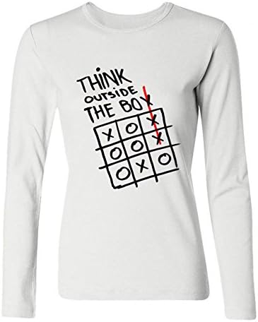 Tangry Women's Think Outside the Box Design Cotton Long Sleeve T Shirt