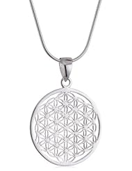 VINANI brand Germany 925 Sterling Silver Women Pendant Flower of Life small with Snake Chain Necklace ALB-S