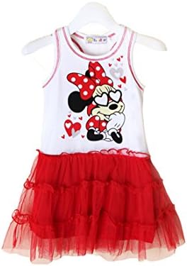Girl Mickey Minnie Mouse Sleeveless One-piece Summer Dress Bubble Skirt (120)
