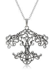 Sterling Silver Oxidized Celtic Knot Tree of Life Pendant Necklace, 18"