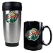 Minnesota Wild NHL Stainless Steel Travel Tumbler & Black Ceramic Mug Set - Primary Logo by Great American Products